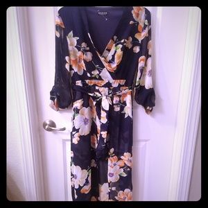 Fashion Nova Navy blue & floral maxi-romper